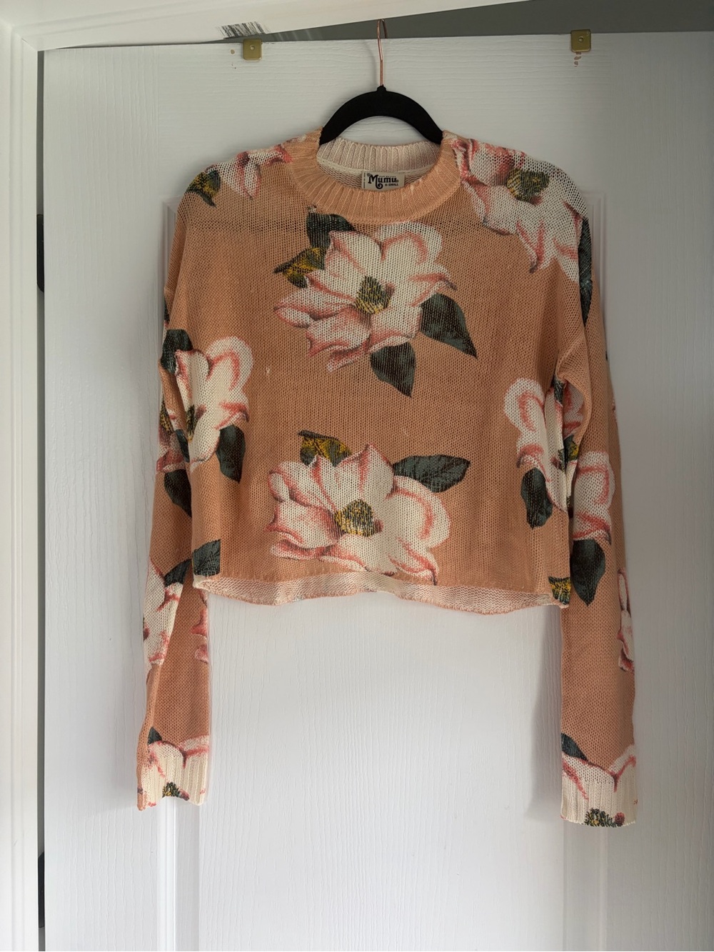 Show Me Your MuMu Peach Floral Crewneck Sweater